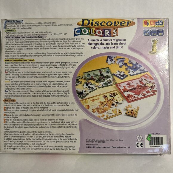 NEW/SEALED Discover Colors 4 puzzles learn about colors & shapes Ages 2-5 Israel - Picture 2 of 4